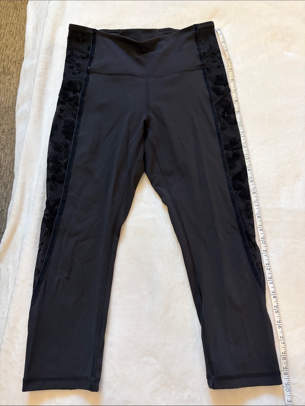 Lululemon Wunder Under Crop High Rise Flocked Scatter Floral Legging Black 8